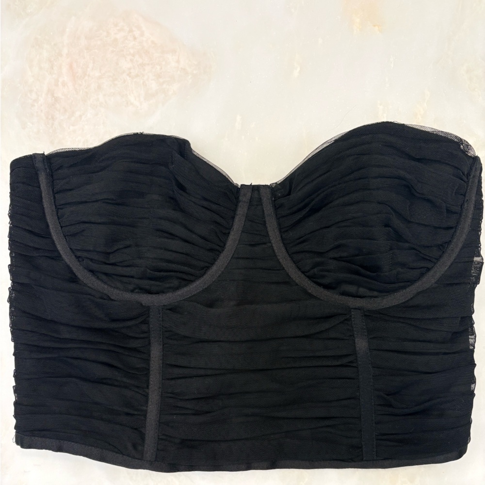 Alice + Olivia Black Strapless Bustier Top